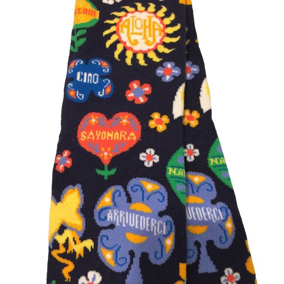 DISNEY PARKS It's a Small World Hello in Many Languages Ladies Crew Socks Size 5 - Picture 2 of 4